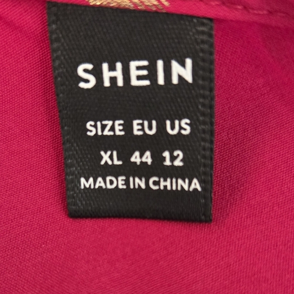 SHEIN Red One Sholder Blouse Blouse with Gold Accents Size XL - Picture 5 of 6